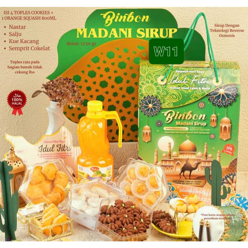 HAMPERS KUE KERING LEBARAN BINBON MADANI SIRUP 4+1