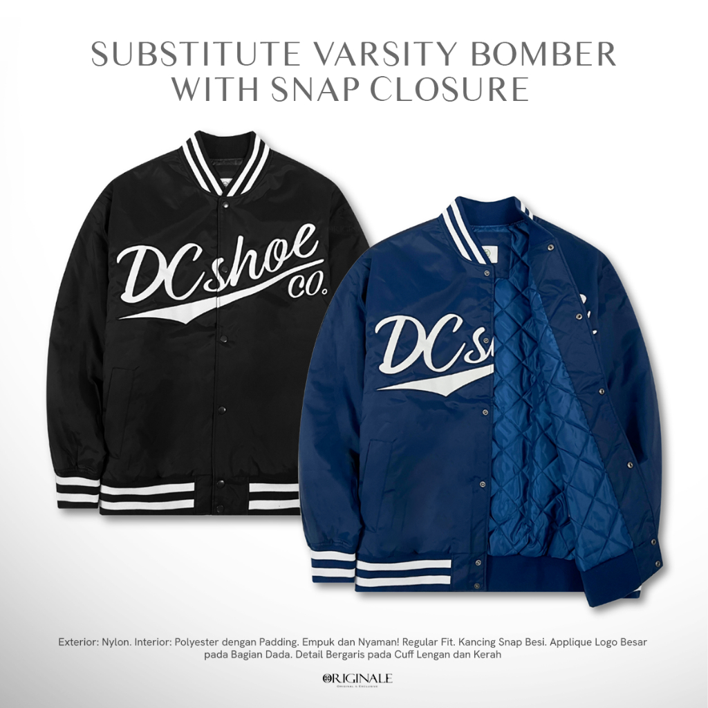 Jaket Bomber Pria | Varsity Jacket - Snap Button Substitute Bomber