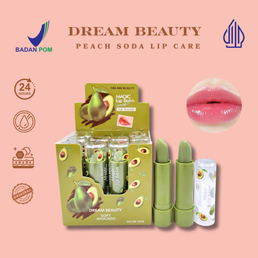 ECER  LIP BALM  AVOCADO/PEACH SODA DREAM BEAUTY PEMERAH BIBIR HASIL PINK BPOM