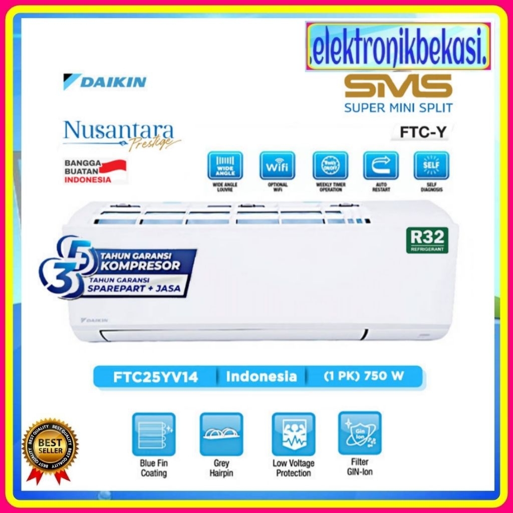 AC DAIKIN FTC  25 YV 14 / AC DAIKIN INDONESIA 1 PK FTC 25YV14 / DAIKIN FTC25YV14 INDONESIA 1PK