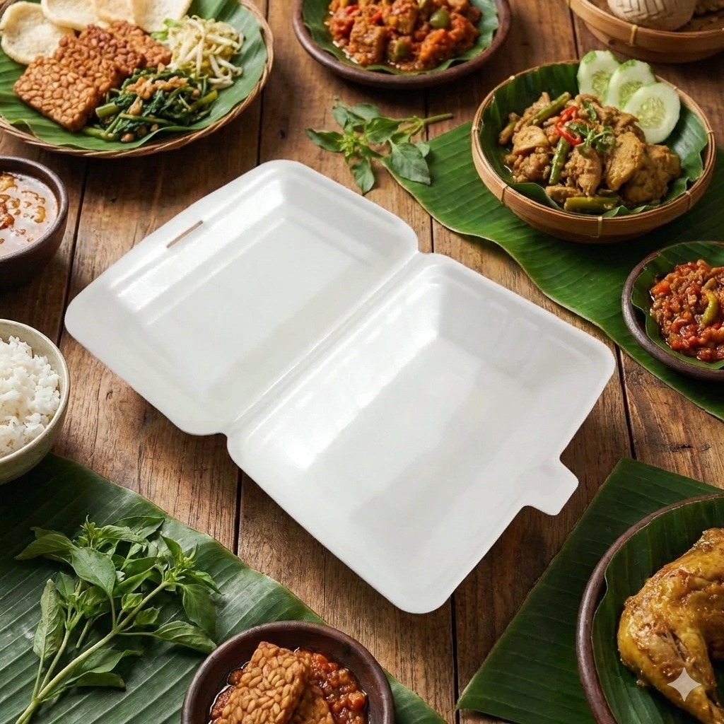 Foam Bubur KCS 2 isi 100pcs / Styrofoam Bakmi Kotak Makan TF 2 Ayam Geprek TF2 Nasi Goreng