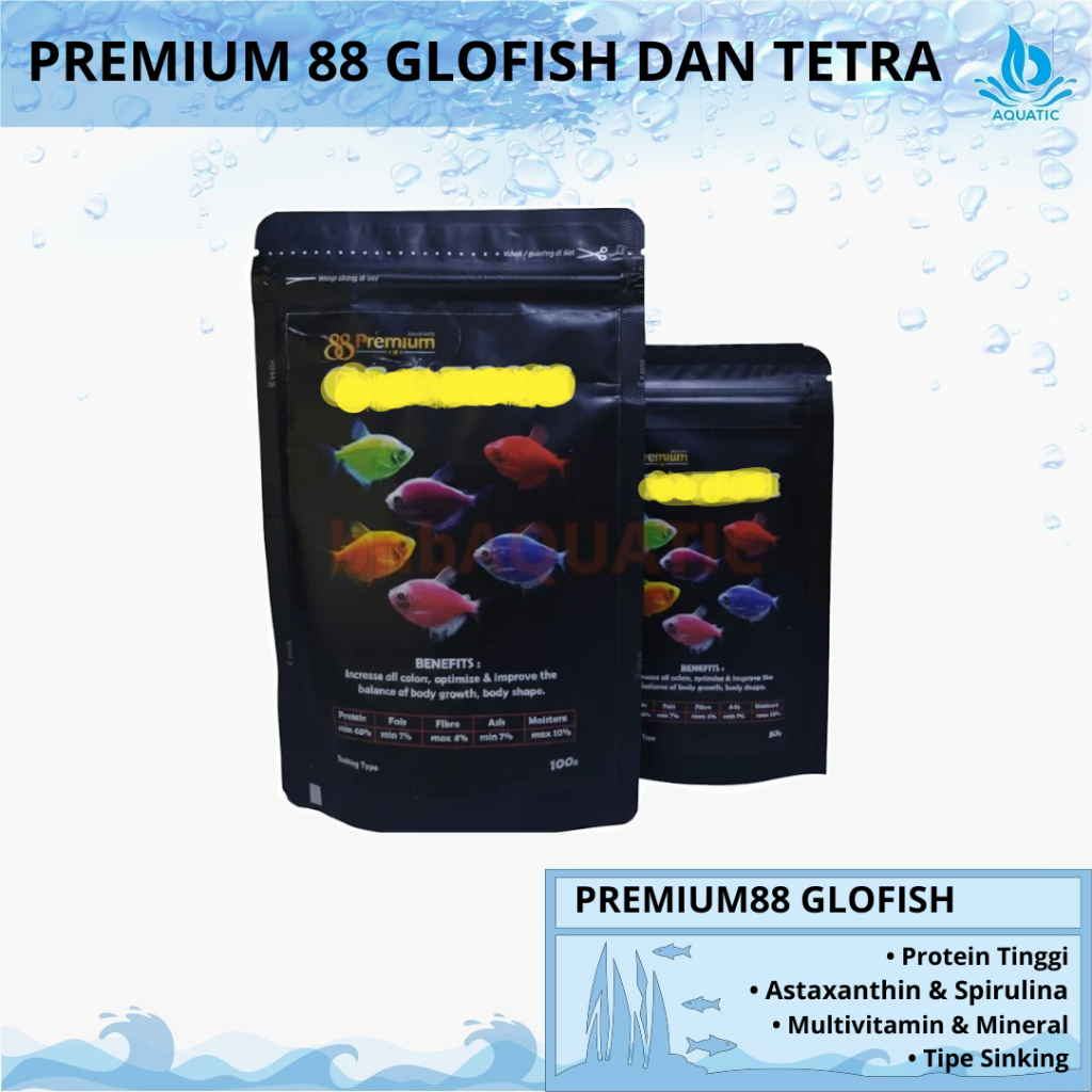 PREMIUM 88 PAKAN IKAN HIAS KECIL WARNA WARNI GLOFISH - TETRA