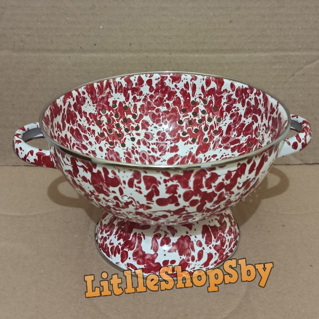 Sangku Bakul Enamel Tempat Nasi 22cm Merah Blirik Loreng