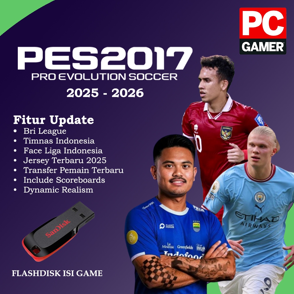 FLASHDISK 64 GB ISI GAME PES 2017 UPDATE TERBARU 2025-2026 GAME PC GAME LAPTOP FLASHDISK 64 GB ISI G