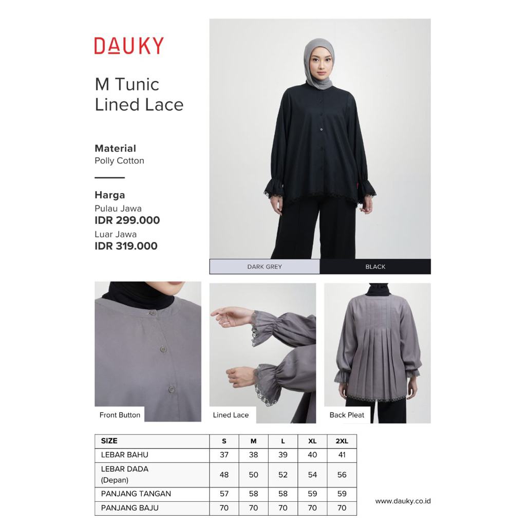 M Tunic Lined Lace dauky tunik dauky