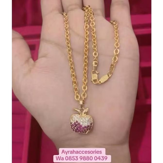 ayrahaccesories kalung motif buah apel lapis emas