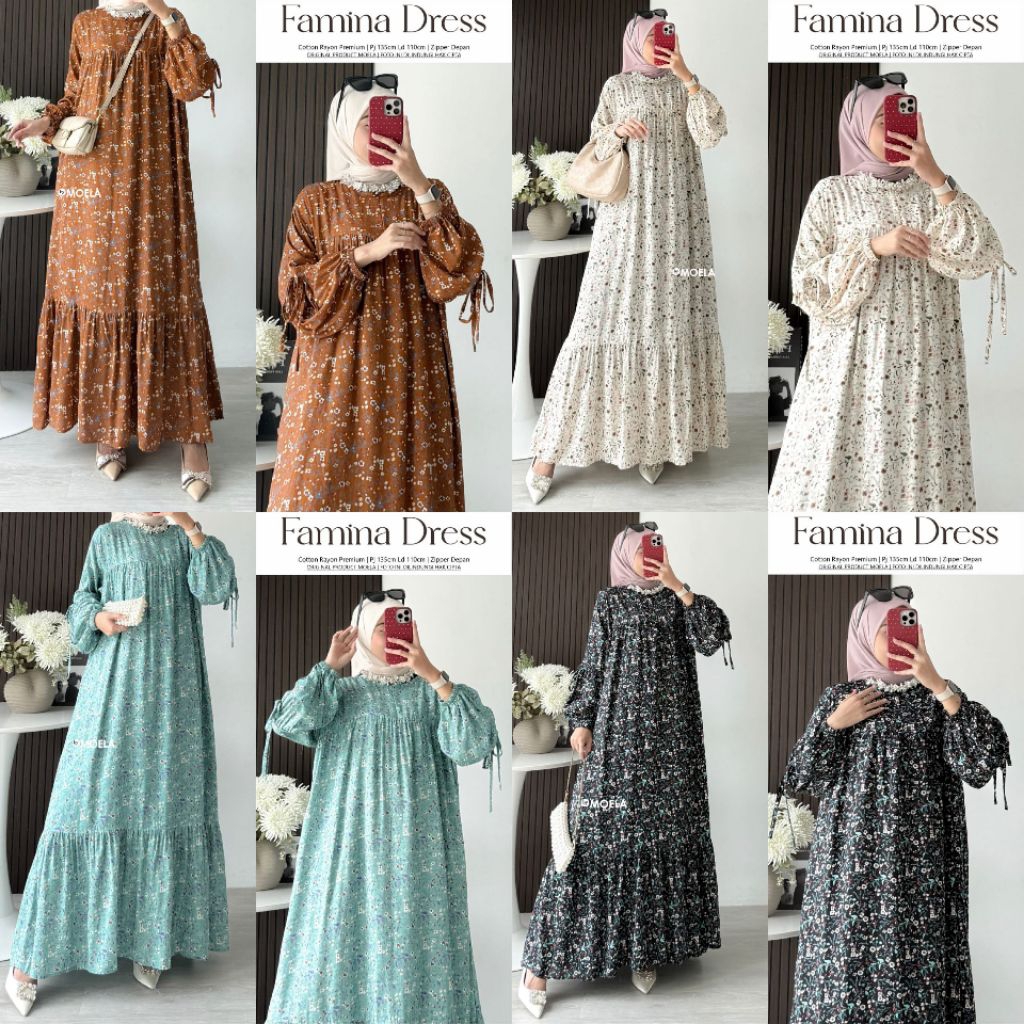 Famina Dress Gamis Jumbo Allsize Busui Premium Catton Rayon Original Ori Moela Berlabel