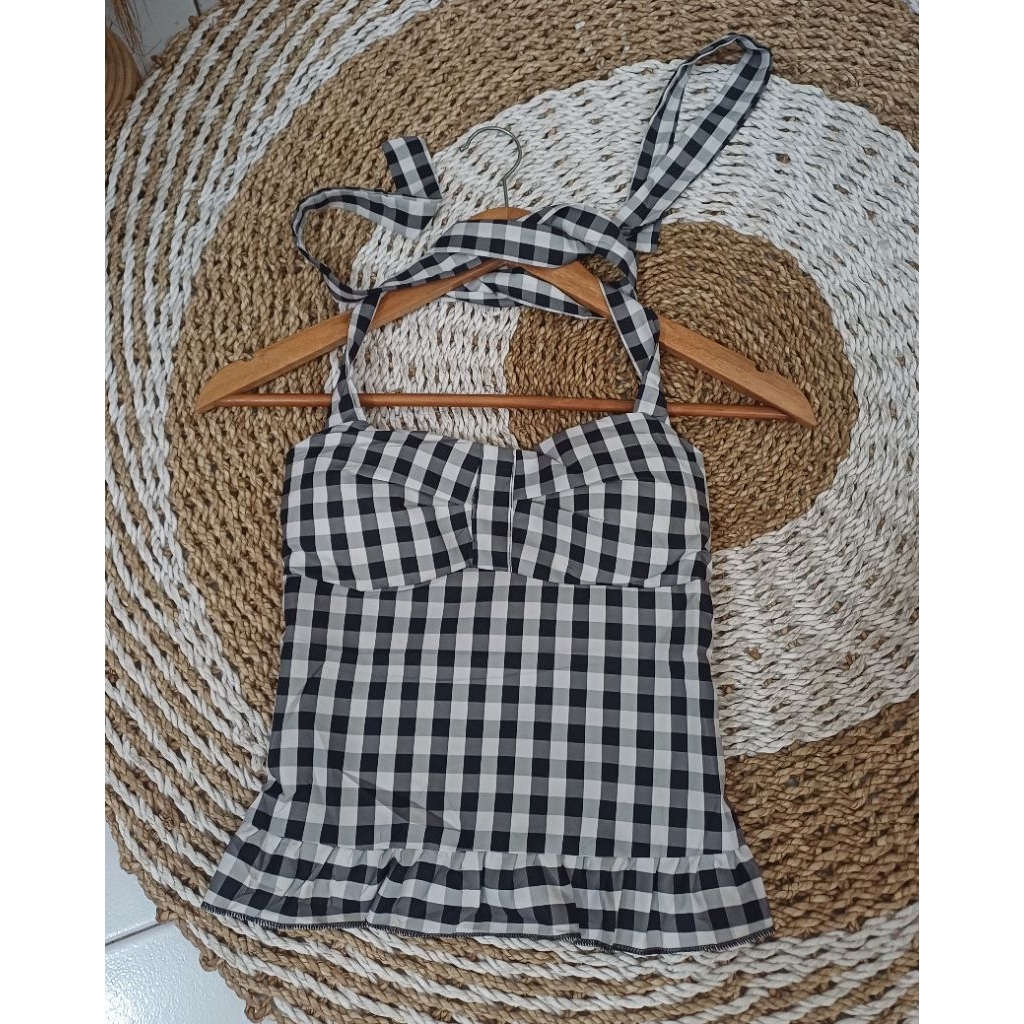 Atasan kotak2 tali leher premium