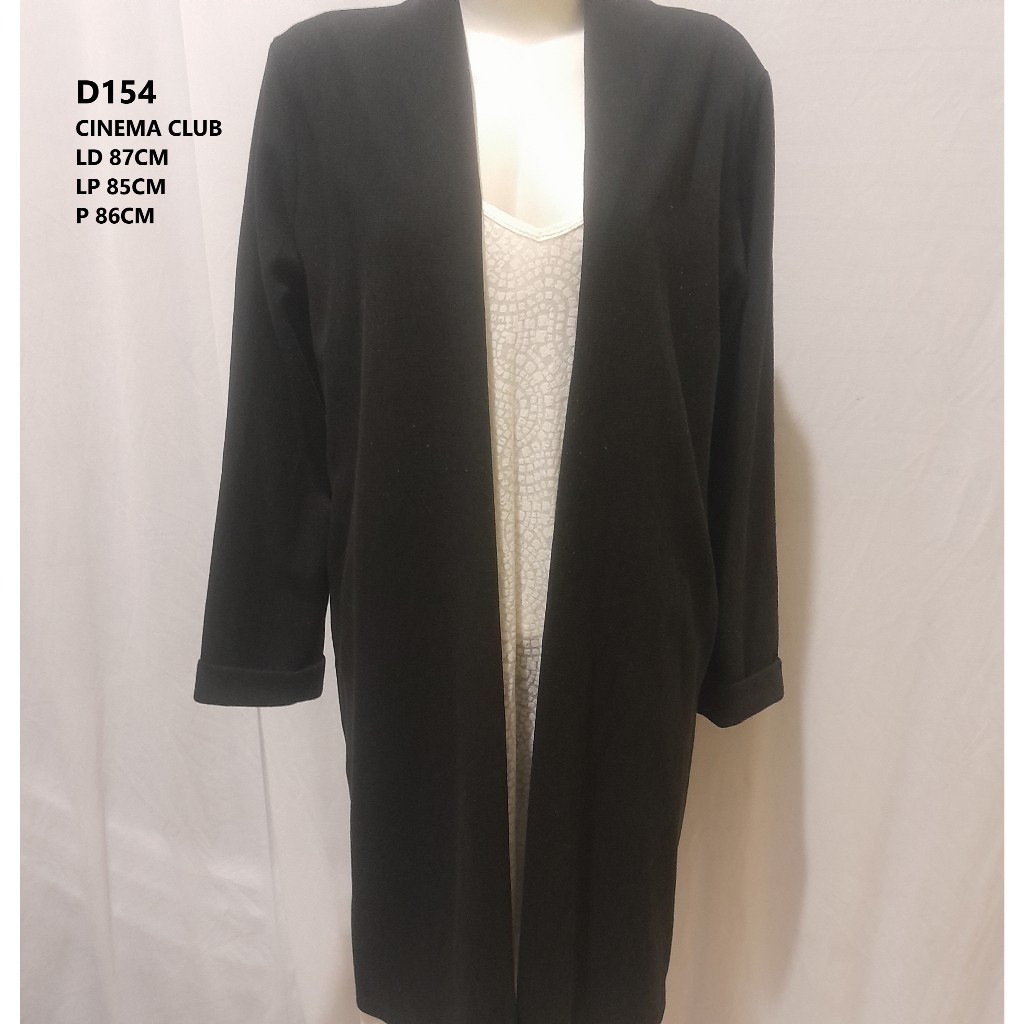 Cinema Club D154 - Long Cardigan Outer Hitam Minimalis