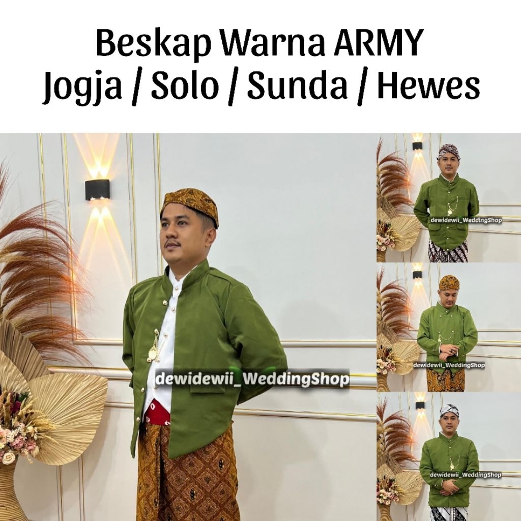 Beskap Hewes / Beskap Jogja / Beskap Solo / Beskap Sunda | Ukuran Lengkap - Warna Army / Warna Lain 