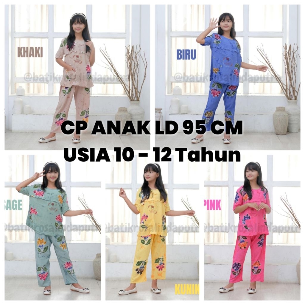 SETELAN ANAK BATIK CAP MOTIF SUNAN LD 95 CM || UNTUK ANAK USIA 9-10 TAHUN || Bisa COD