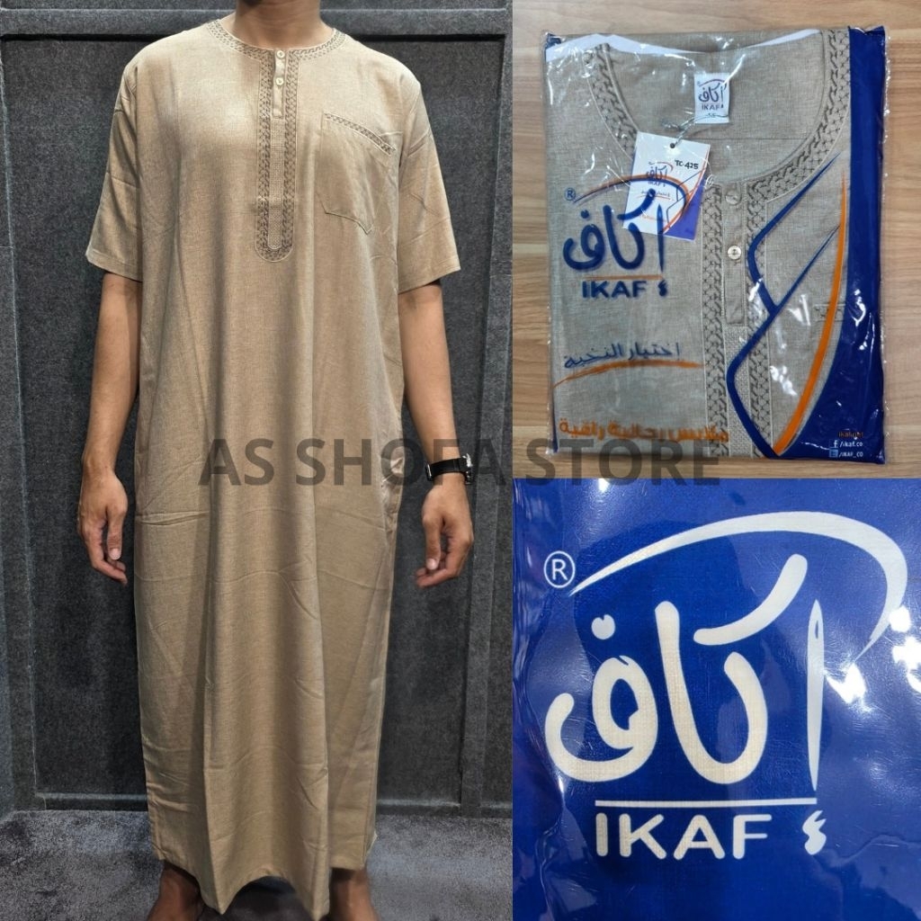 Jubah Ikaf Gamis Ikaf Pria Saudi Dewasa Katun Lengan Pendek Original