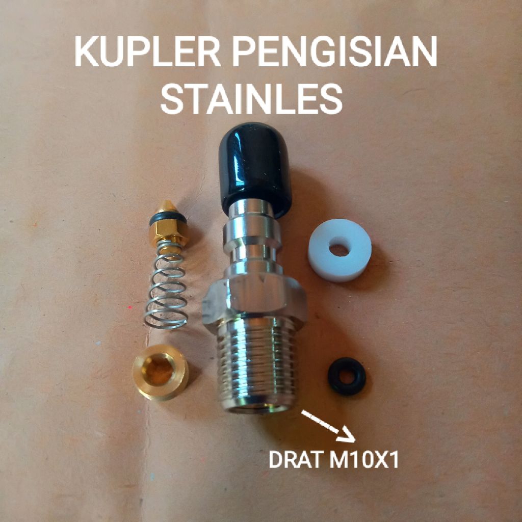 Kupler Pengisian Pcp Drat M10X1,Mini Kupler Stainless Import, Sparepart Pompa Pcp