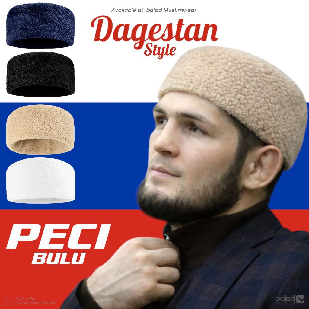 Peci Papakha Dagestan Bulu Lembut
