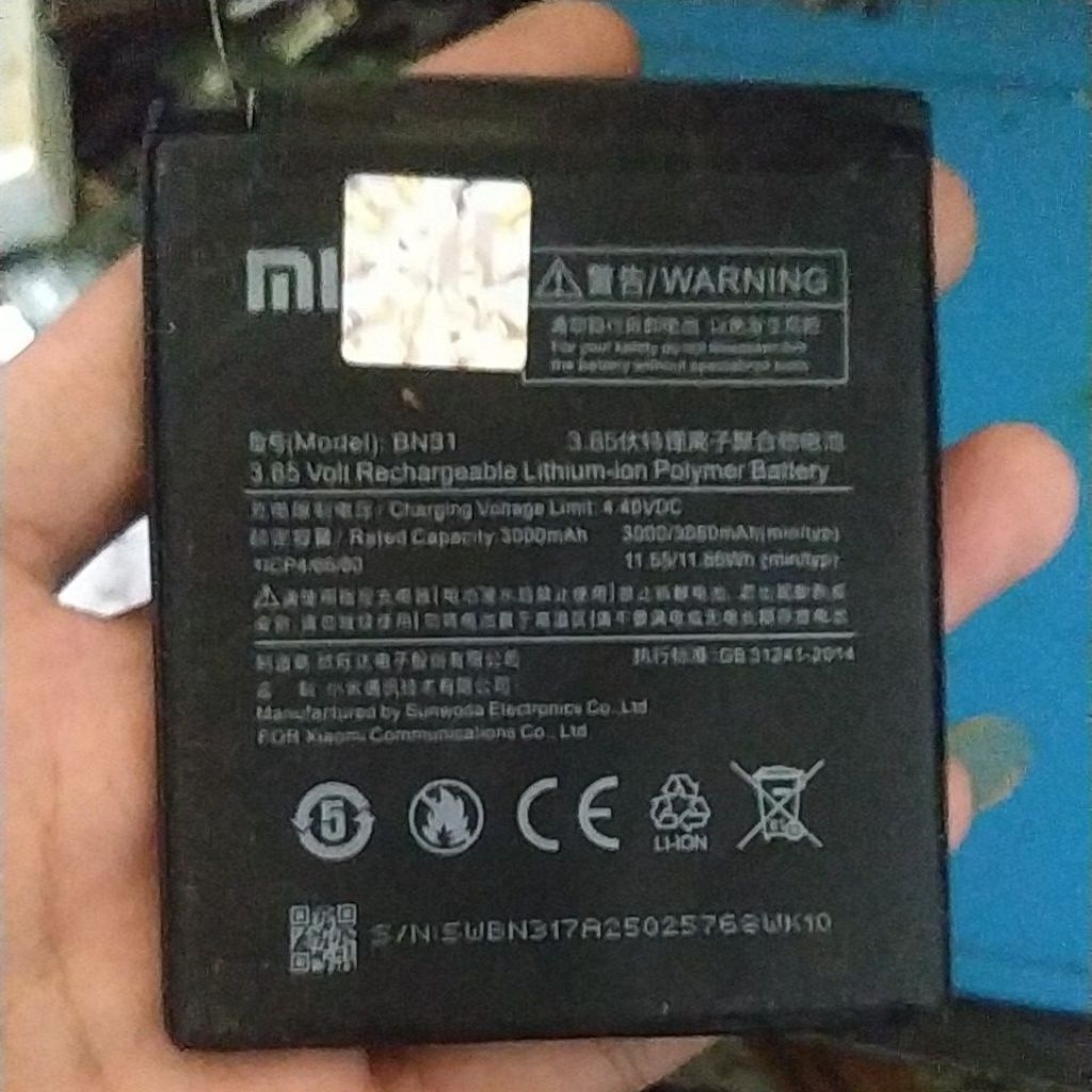 Baterai Xiaomi Note 5A Original Cabutan