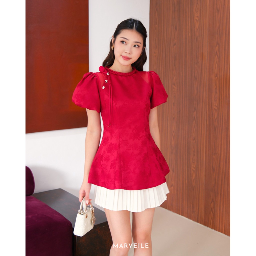 [ Marveile ] Qing Cheongsam Top / Atasan Cheongsam Tops Wanita CNY