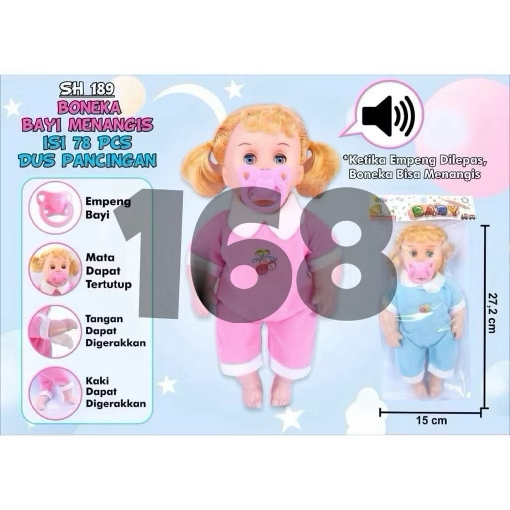 16/168 Cod Mainan Anak Cewek Ukuran Sekitar 27 Cm / Mainan Boneka Medium Kesukaan Anak Cewek/ Boneka Bunyi/ Boneka/ Mainan Anak Anak/ Mainanmurah/Kualitas