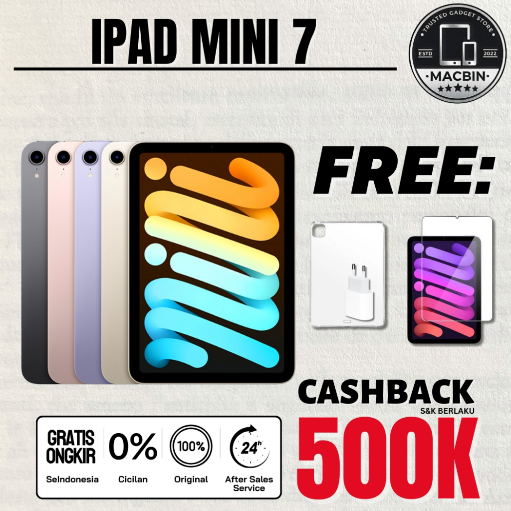 iPad Mini 7 128GB 8.3 inch 512GB 256GB 128GB Wifi Only & Cellular Second Fullset Original