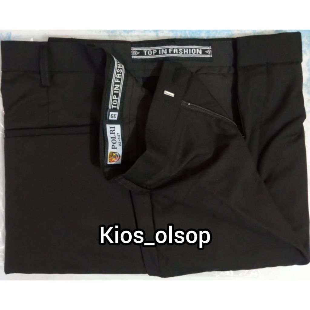 Celana PDH Hitam Jatah POLRI kain halus licin/celana kantor hitam.