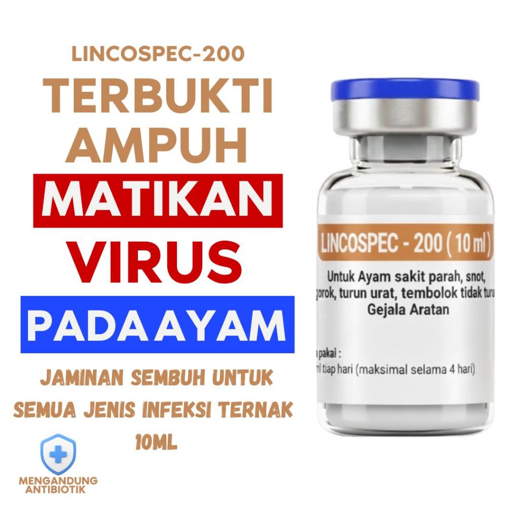 Lincospec 200 - Lincospec 200 10 ml - Obat Ayam Sakit Apapun - Obat Ayam Sakit - Lincospec Ori 100%