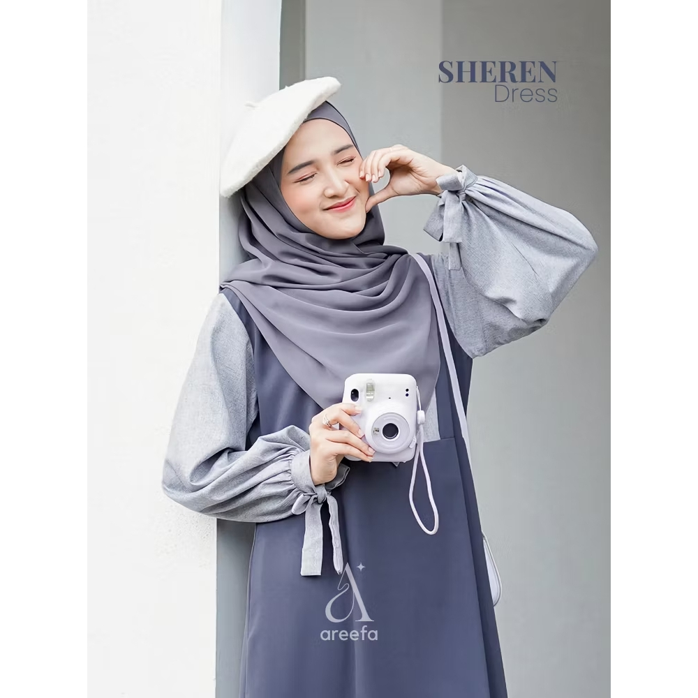 Gamis Syari Wanita Remaja Kekinian Dress Gamis Polos Muslim Terbaru Kombinasi 2 Warna