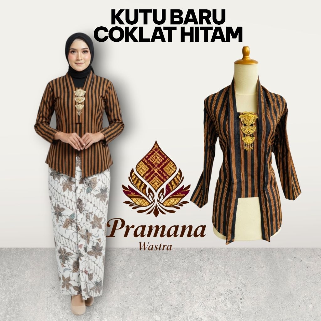Ready Stock Baju Lurik Adat Jawa KUTUBARU Coklat Hitam Wanita