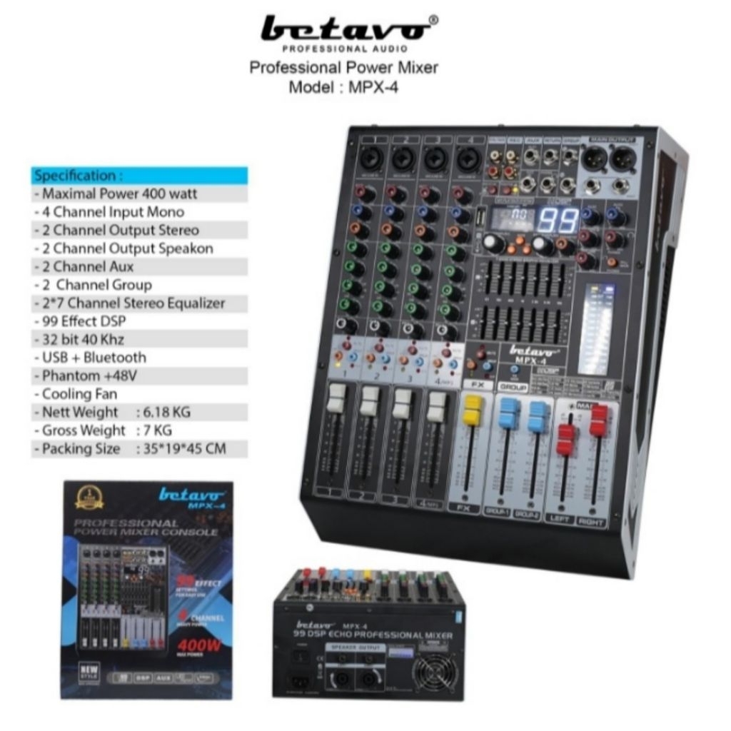 Amplifier power mixer karaoke betavo mpx 4 bluetooth