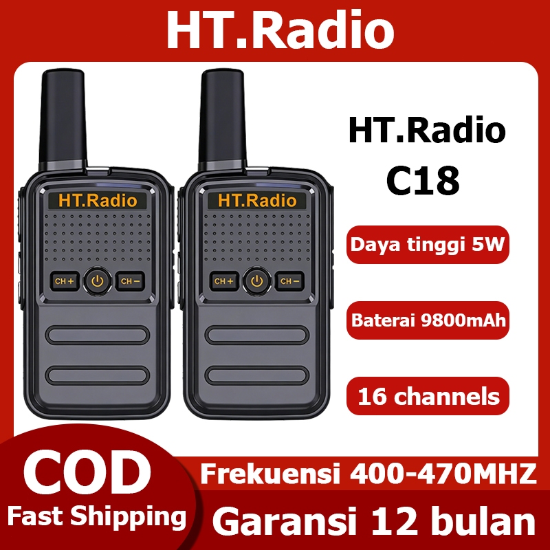 HT.Radio C18 Walkie Talkie Interlokal IP54 Tahan air dan kedap debu Transceiver dua arah Radio 5 Wat