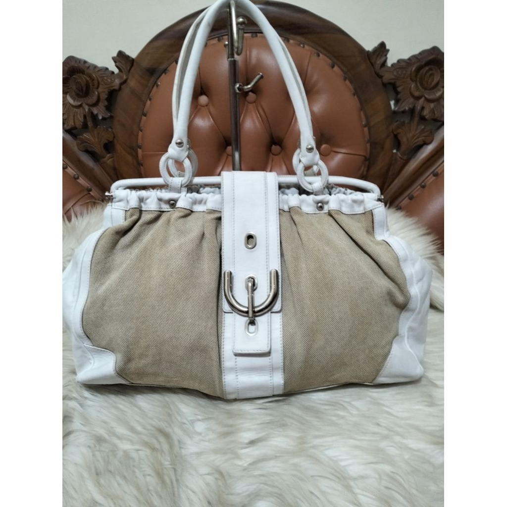 Tod' s canvas mix leather Top Handle Tote Bag