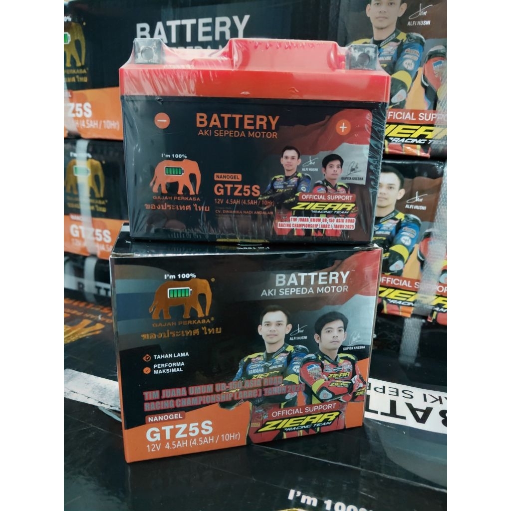 Aki Gajah GTZ5S / aki matic/aki mio j/mio soul/beat/vario 110/aki kering/aki motor