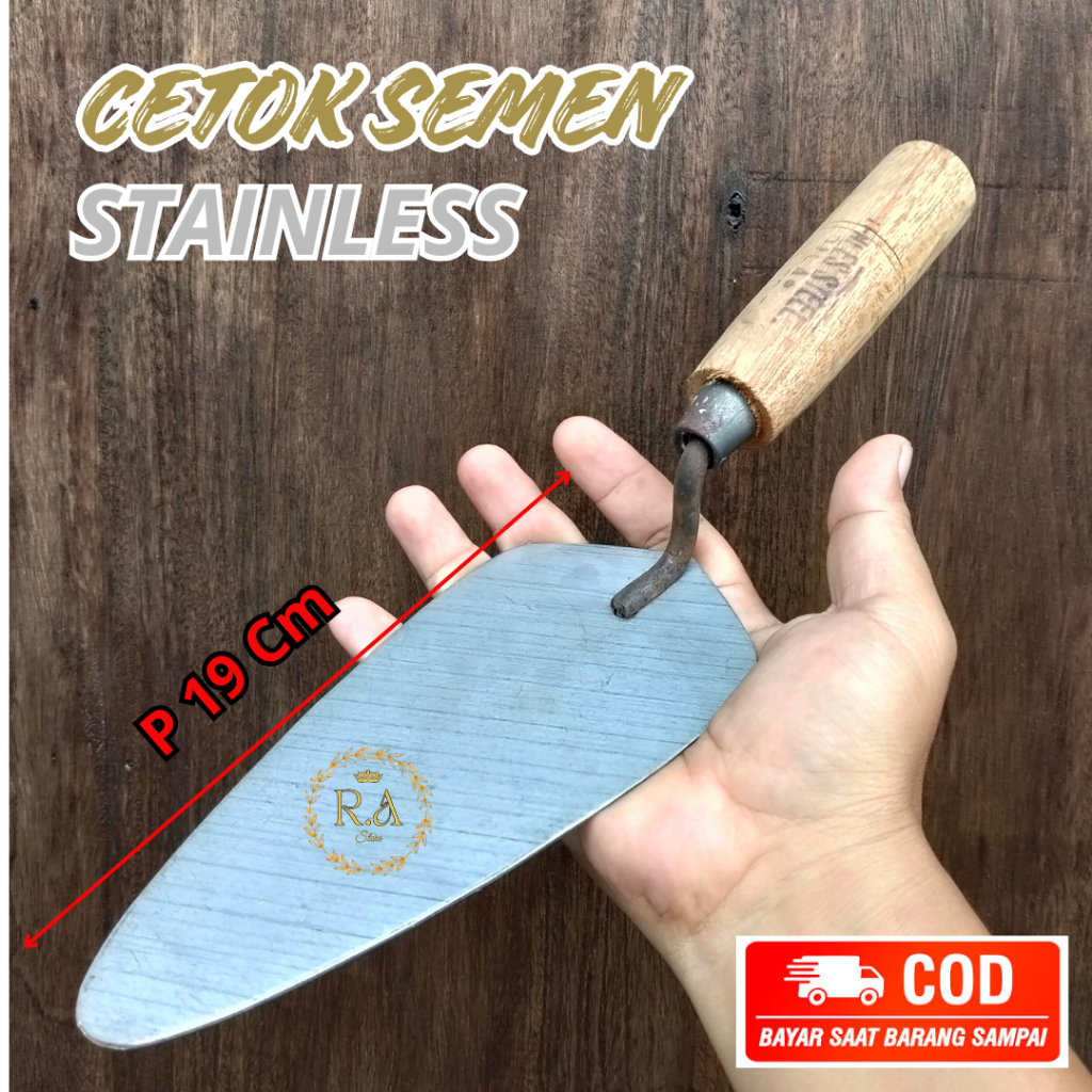 Cetok Tukang Stainless Besar / Sendok Semen Stainless ukuran panjang 19cm