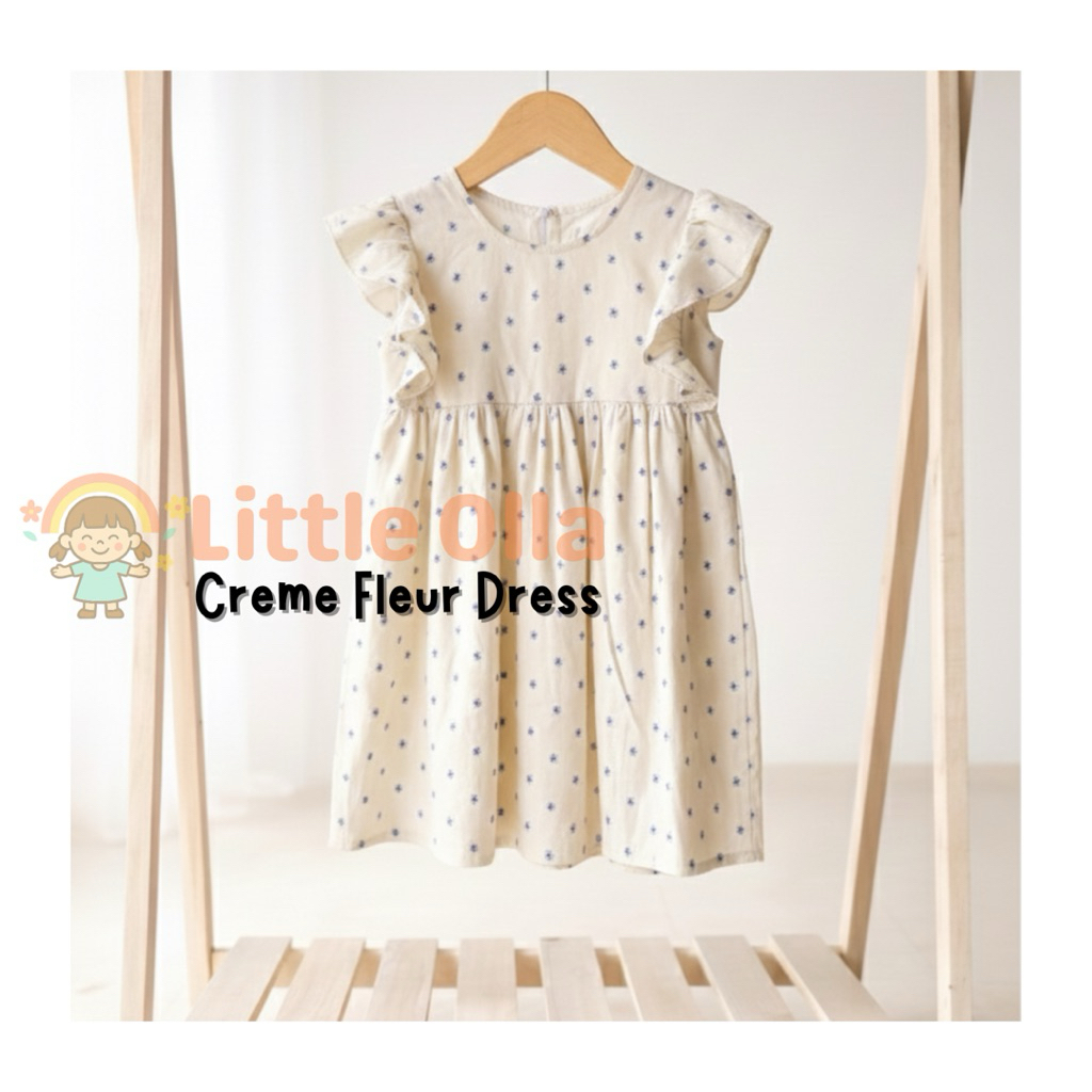 Creme Fleur Dress by Little Olla Kids Wear
