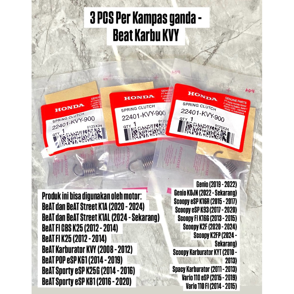 Per Sentri/Per Kopling KVY-900 3 PCS Beat Karbu, Beat FI, Spacy Karbu, Scoopy FI