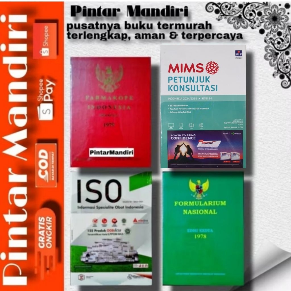 Paket Farmasi 4: MIMS ed. 24 Th 2024 -2025 , Farmakope 3, ISO, FORNAS