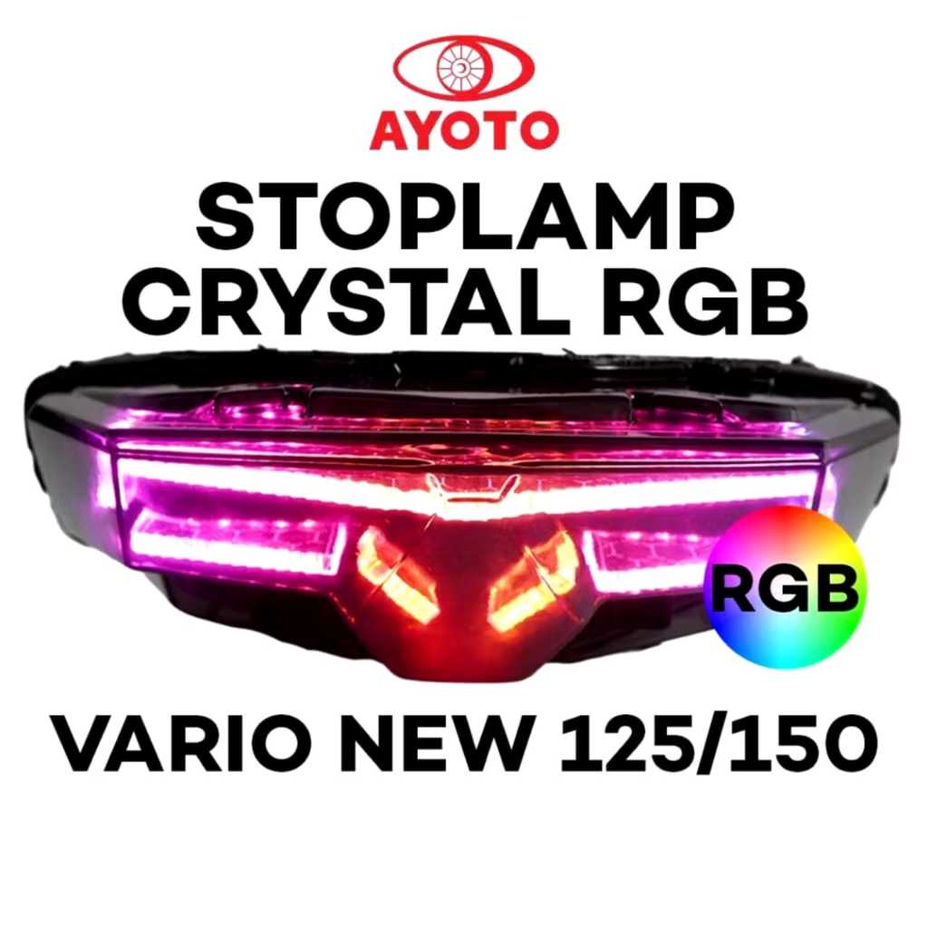 Stoplamp Crystal Slim Frame RGB Full Set Ayoto Motor Vario Beat FI/ESP & Deluxe LED Plug and Play