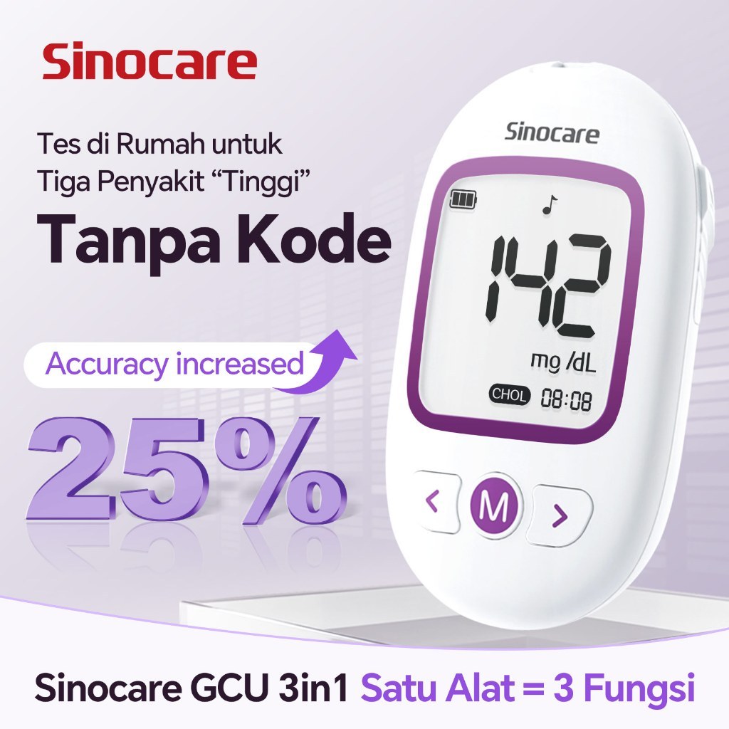 LAT Sinocare M101 3in1 GCU No Coding Tes Cepat Akurat - Strip Pengecekan Gula Asam Urat Kolesterol