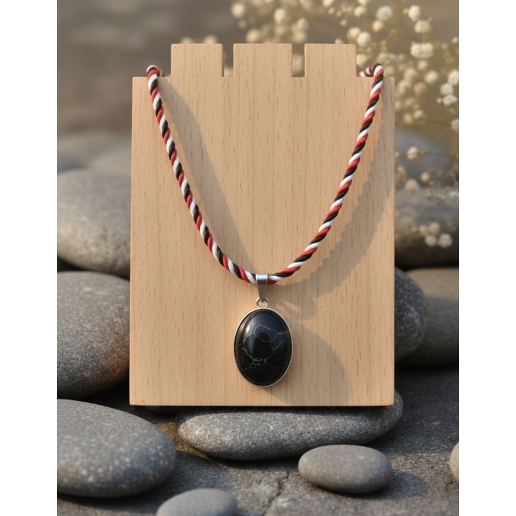 kalung tali trudatu batu akik rustam pirus hitam mesir