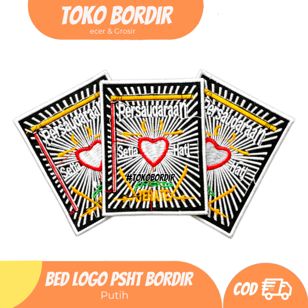 Patch logo psht putih bordir | bed logo psht bordir