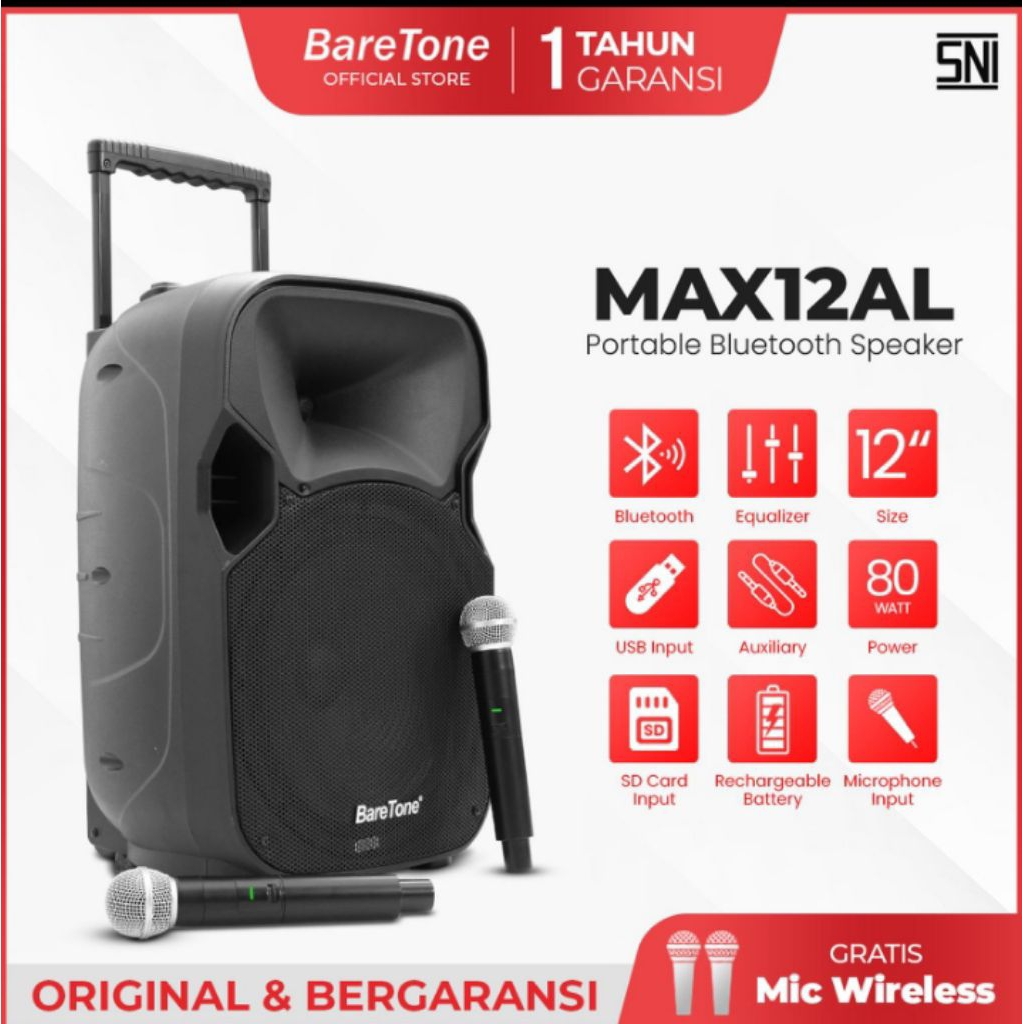 BARETONE AUDIO PORTABLE SPEAKER 12 INCH | MAX12AL