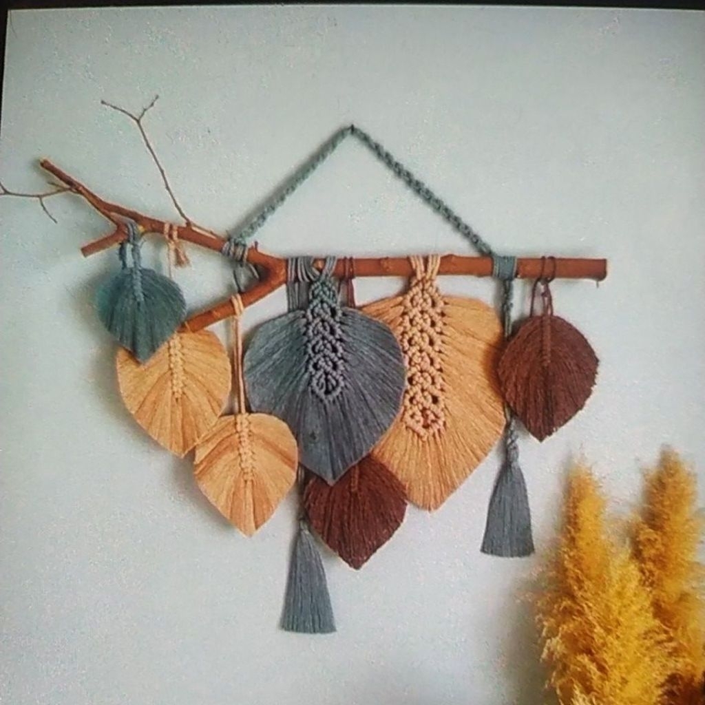 Macrame Hiasan Dinding model daun besar