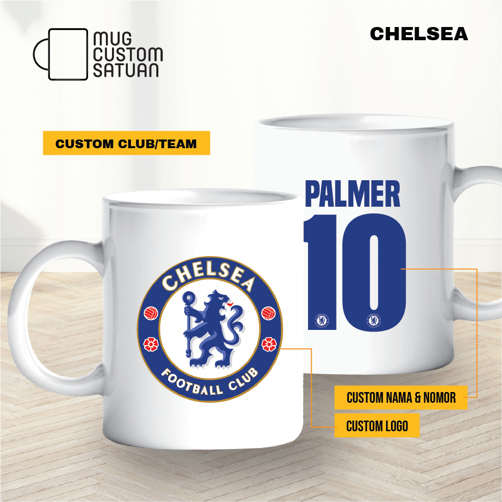 Mug custom sablon satuan / mug kado custom / Bola / Chelsea