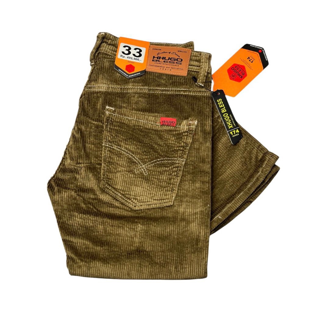 CELANA CORDUROY PIRA XHUGO BLESS PANJANG REGULER DENIM DISTRO