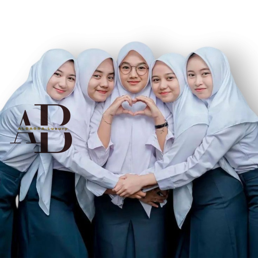 HANANIA Hijab Sekolah Magnetik Instan Paris Premium Jilbab Seragam Pramuka Anak SMP SMA Putih Polos
