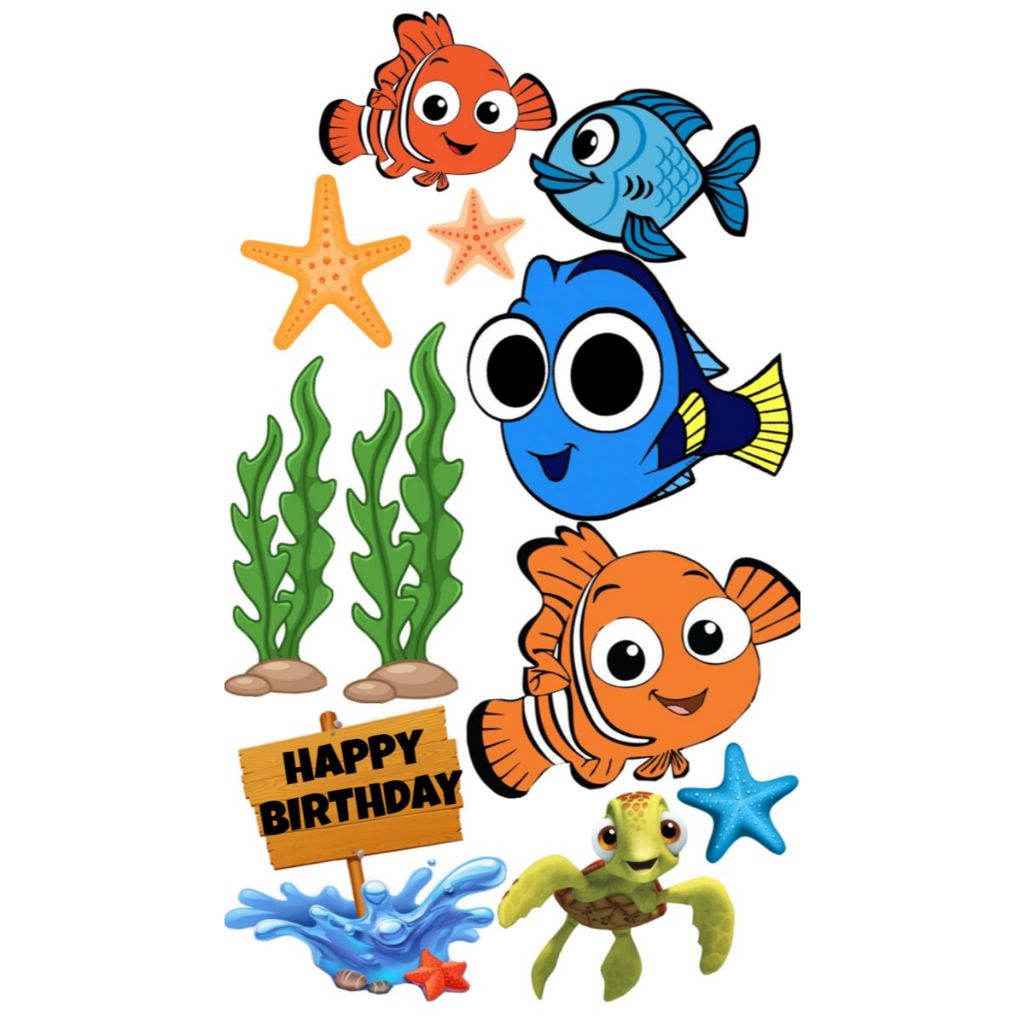 Topper NEMO Custom Nama | Hiasan Cake NEMO | Topper Kue NEMO