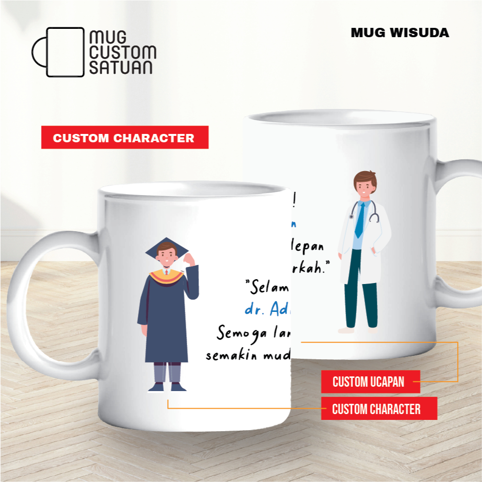 Mug custom sablon satuan / mug kado custom / Kado Wisuda 2