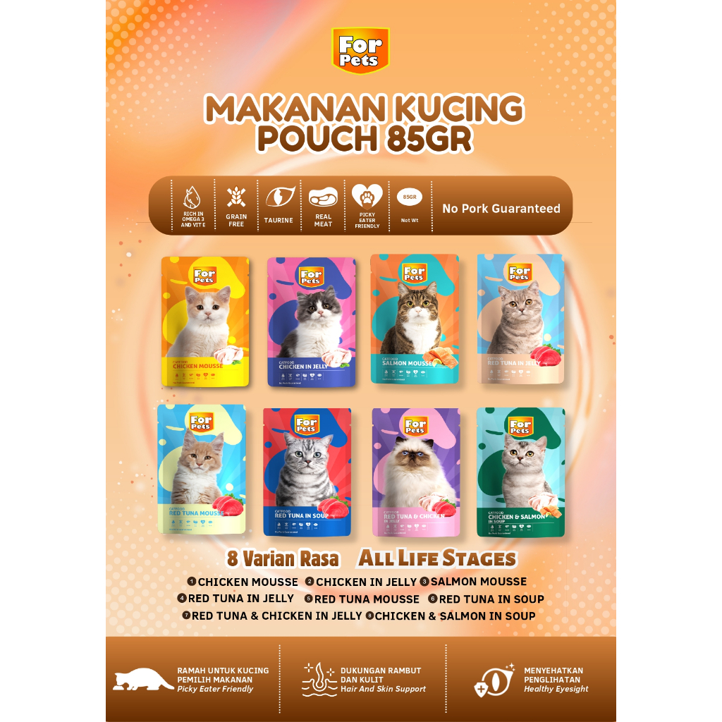 FORCATS Makanan Kucing Basah Wet Food 85gr Pouch Sachet Semua Usia Kitten & Adult Grain Free | Marbl