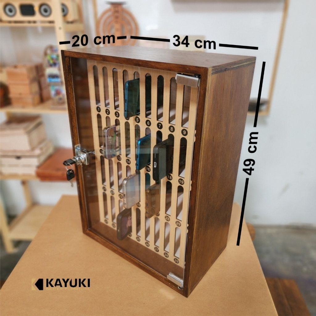 Rak Tempat HP 40 Slot Rak Penyimpanan HP Susun Kayu