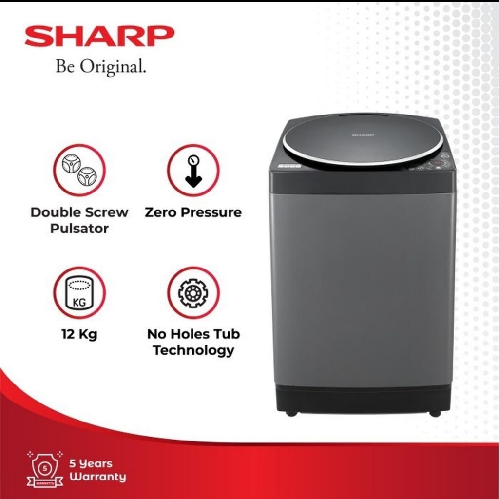 MESIN CUCI SHARP 1 TABUNG TOP LOADING ESM1209 KAPASITAS 12KG/ PROMO
