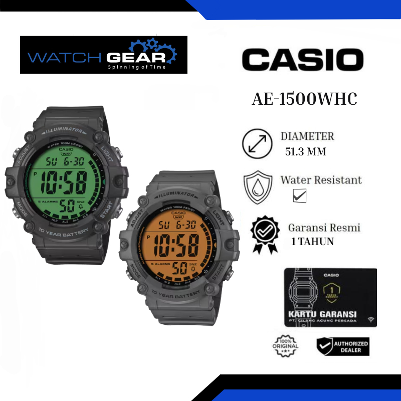 CASIO Jam Tangan Pria Digital Sport Antiair Resin Bulat Quartz Baterai Original