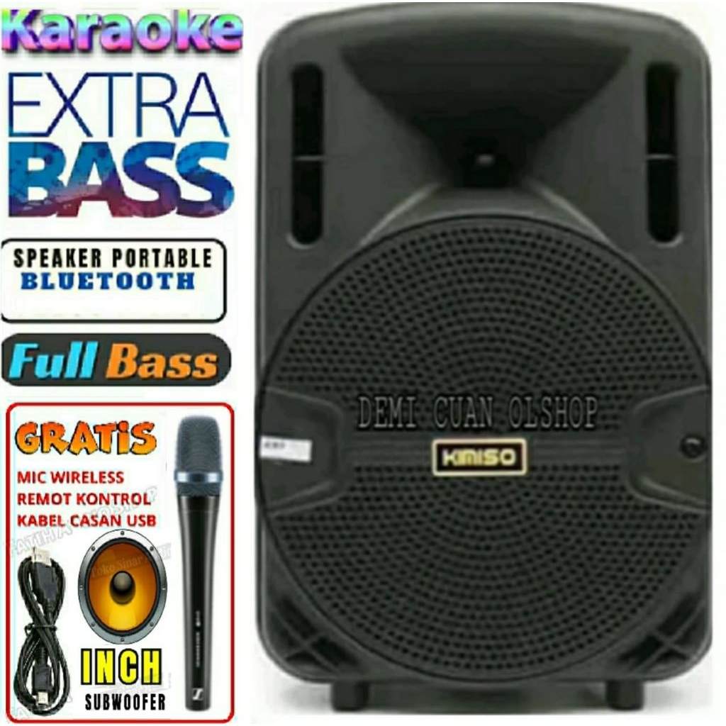 PALING LAKUUUUU Speaker Bluetooth Kimiso 8.8inc Speaker Bluetooth Subwoofer aktif 7801 Super Bass Sp